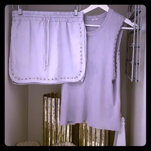 Monrow lilac skirt and top with fun grommets